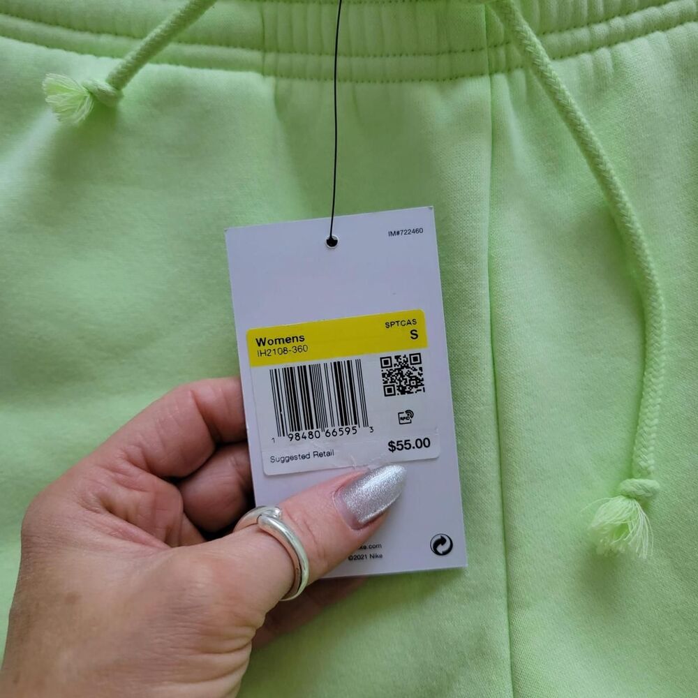 NWT NIKE WOMEN'S SWEAT SHORTS IN NEON GREEN - Picture 4 of 8